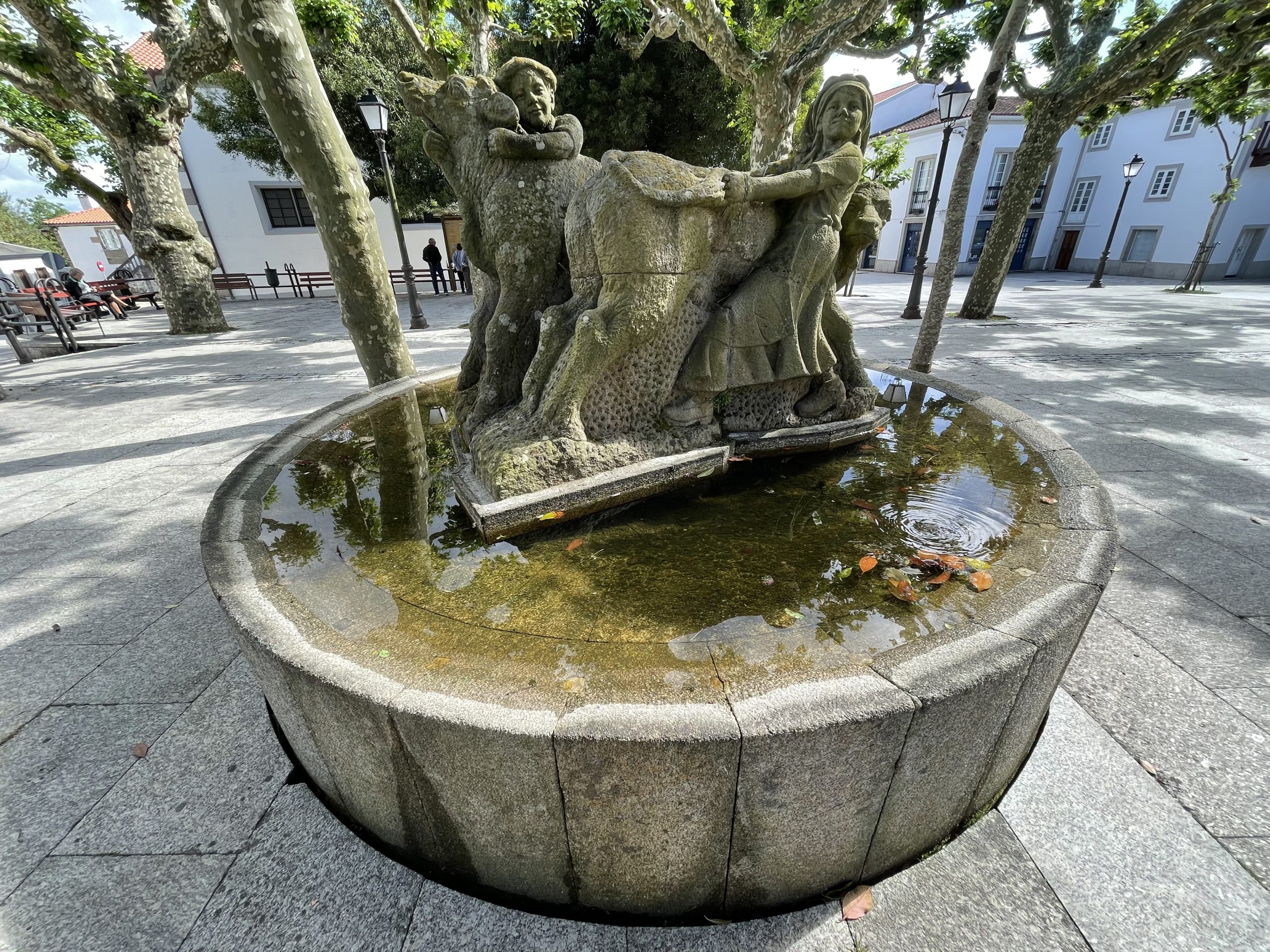 Fontana nella piazza di Arzua 